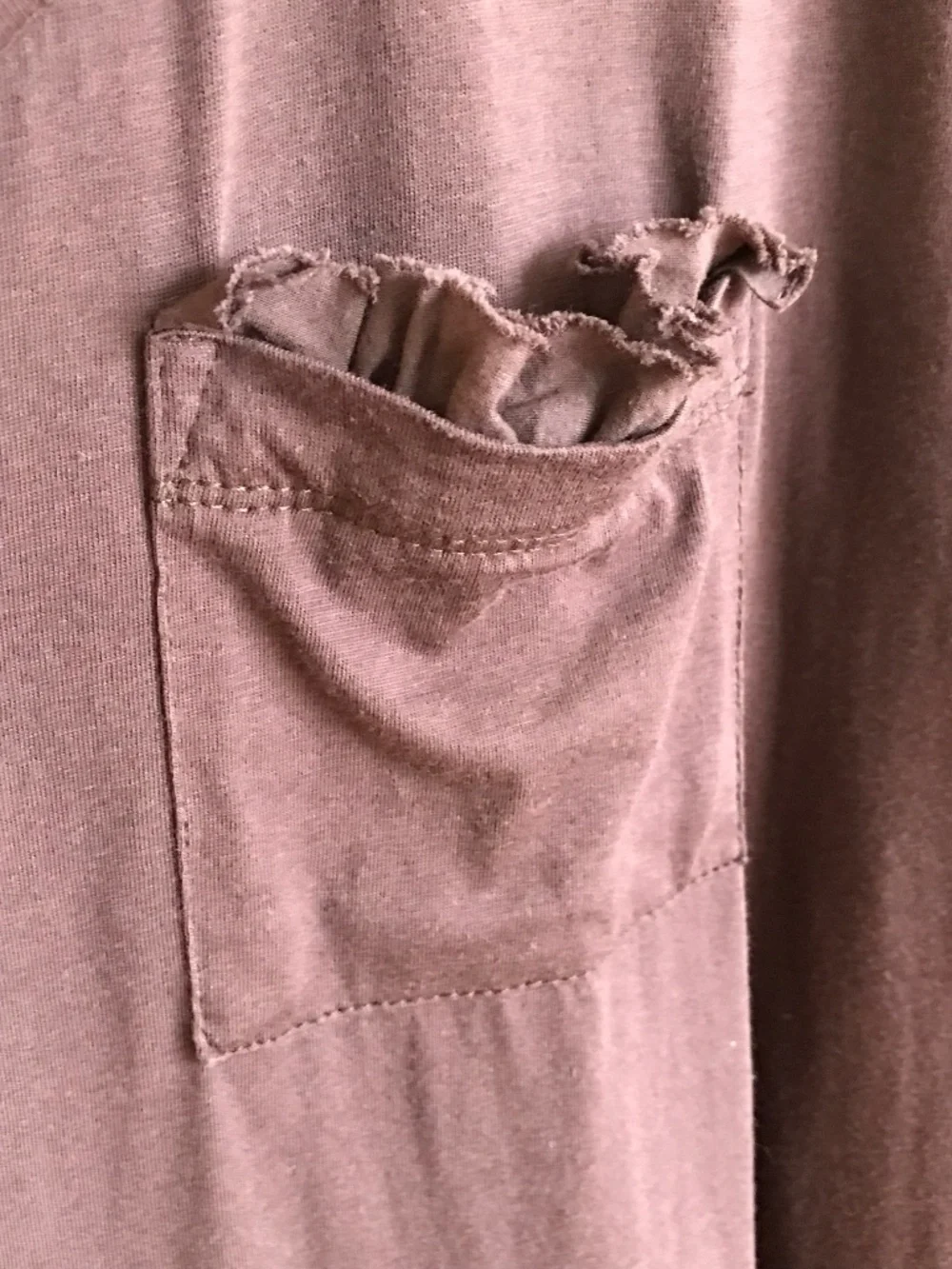 WOMAN WITHIN Long Sleeve Ruffle Trim Tunic Brown Women’s Plus Size 3X